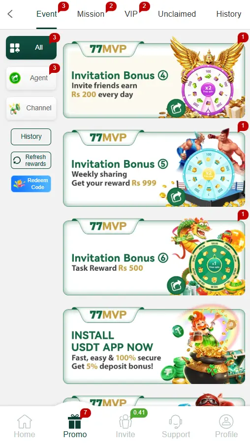 77MVP Game Bonuses