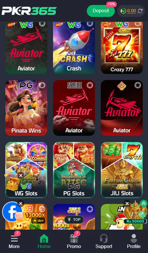PKR365 Game APK Home screen