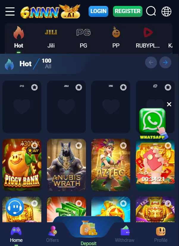 6NNN Game App Home Screen