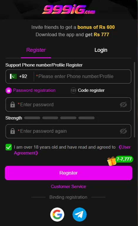999IG Game APK Login